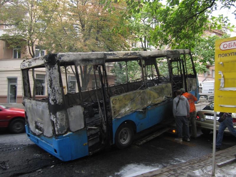 В Одессе горела маршрутка 