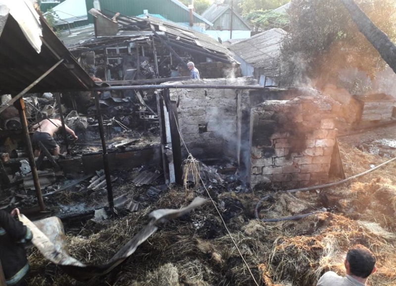 Во дворе жителей Раздельнянского района произошел большой пожар