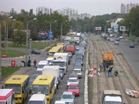 В районе Одесского автовокзала скопилась длиннейшая транспортная пробка